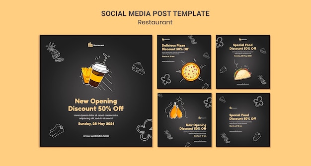 Food Restaurant Social Media Posts Template – Free Download