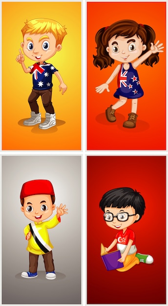 Four Kids Characters – Free Stock Photos for Download