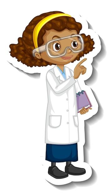 Scientist Girl Cartoon Character Sticker – Free Download