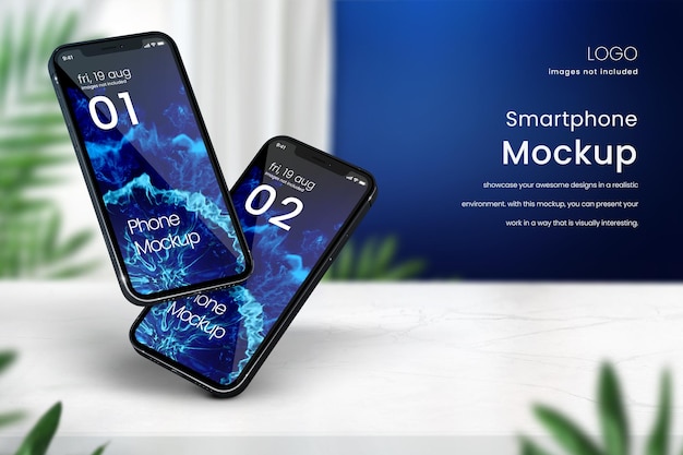 Instagram Smartphone Mockup on Marble Tabletop with Royal Blue Background – Free Download