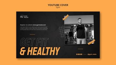 Gym and Fitness YouTube Cover Template – Free Download