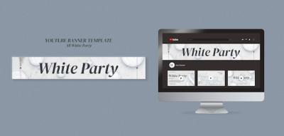 All White Party YouTube Banner PSD Template – Free Download