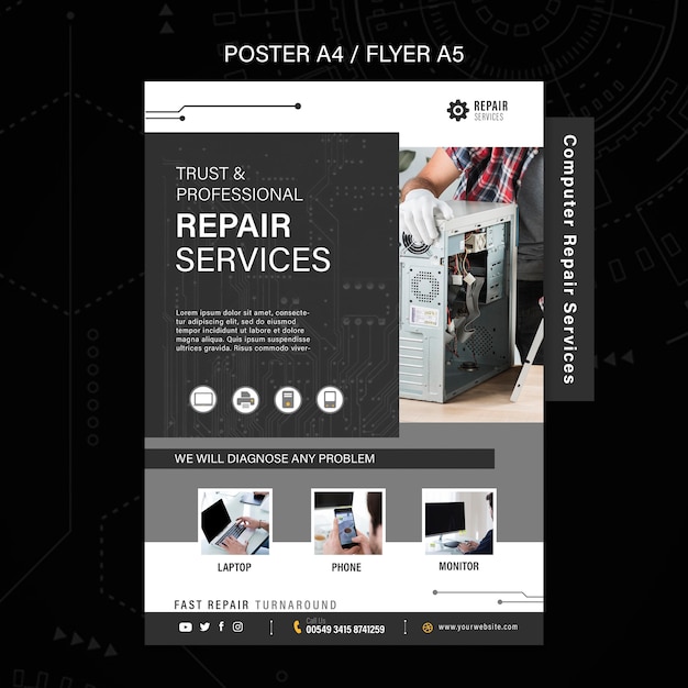 Computer and Phone Repair Services Poster – Free to Download