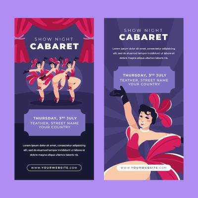 Hand Drawn Cabaret Vertical Banners Featuring Dancers – Free Download