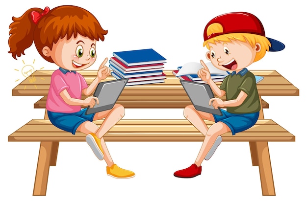 Children Learning from Home on Electronic Device – Free Download