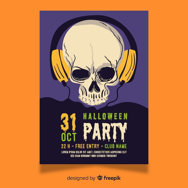 Skull with Headphones Halloween Flyer – Free Download