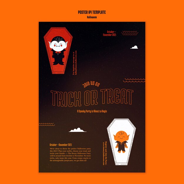 Halloween Vampire in Coffin Vertical Poster Template – Free Download