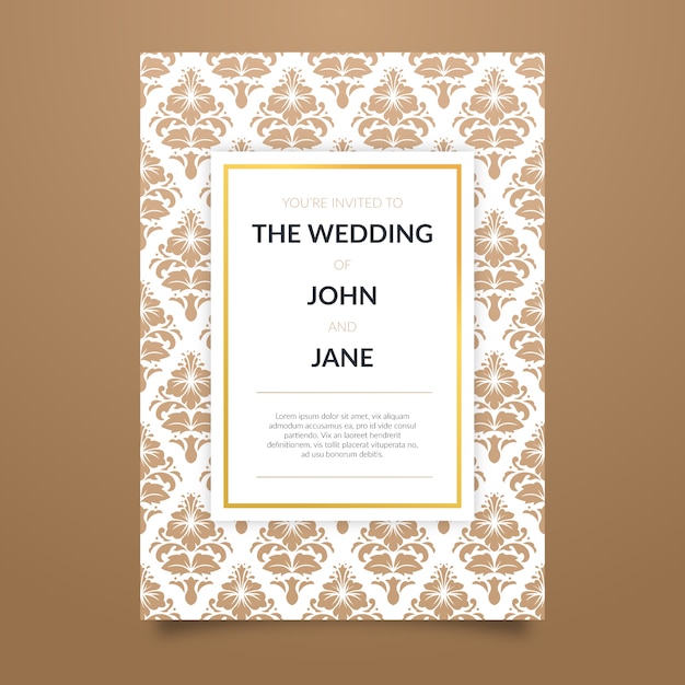 Elegant Damask Wedding Invitation Template – Free Download