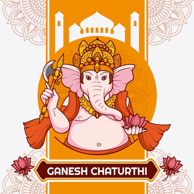 Flat Ganesh Chaturthi Illustration – Free Download