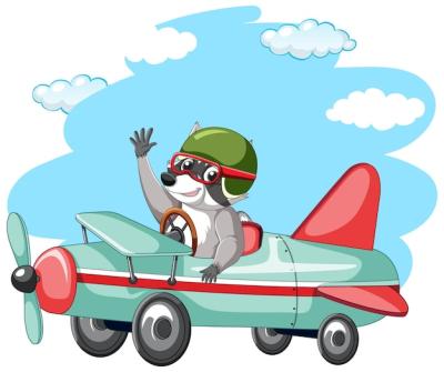 Cute Raccoon Flying Airplane – Free Download