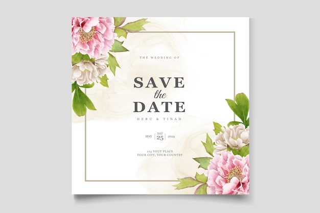 Elegant Peony Background and Wreath Card Design – Free Download