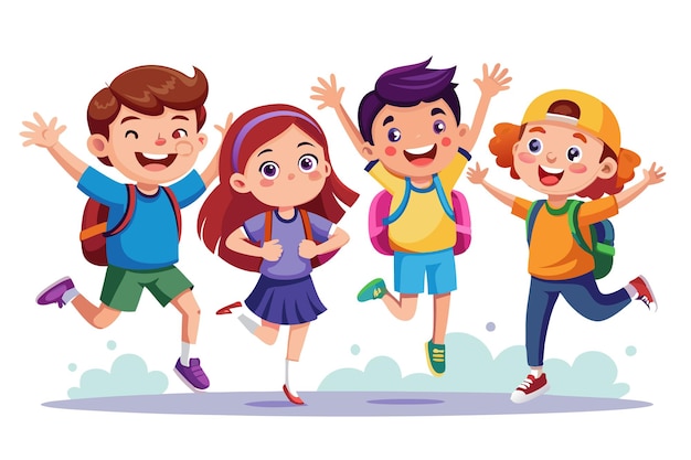 Four Happy School Children Jumping with Excitement – Free Stock Photo, Download Free