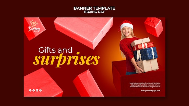 Boxing Day Horizontal Banner Template – Free Download