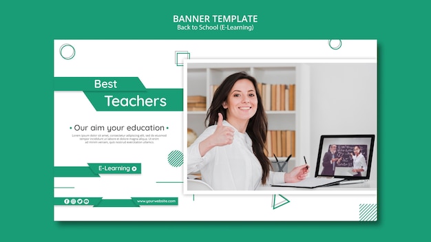 Creative E-Learning Horizontal Banner Template – Free Download