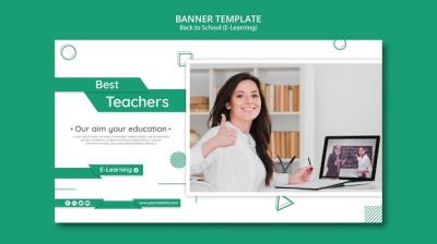 Creative E-Learning Horizontal Banner Template – Free Download