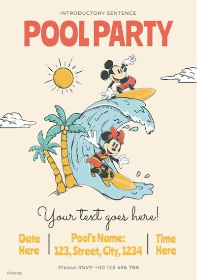 Mickey Mouse Pool Party Invitation – Free Download