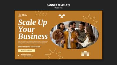 Horizontal Banner Template for Creative Business Solutions with Colleagues – Free Download