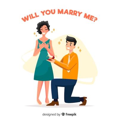 Lovely Marriage Proposal Composition in Flat Design – Free Download