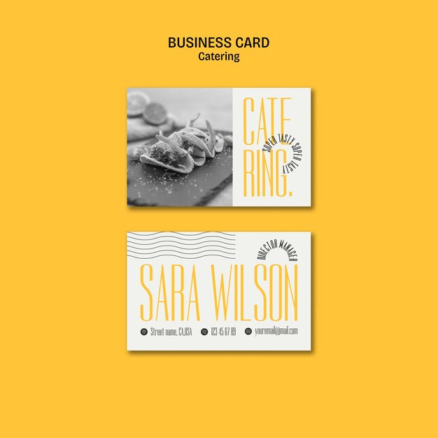 Flat Design Catering Service Business Card – Free Download
