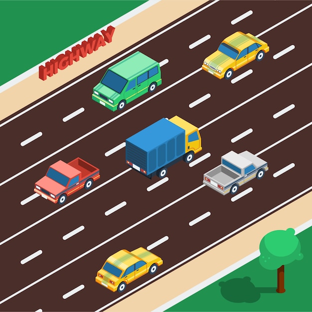 Highway Isometric Illustration – Free Download