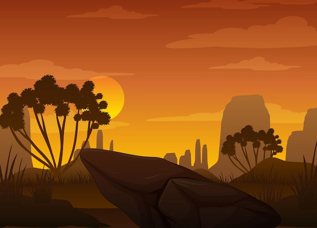 Stunning Silhouette of Savanna Forest at Sunset – Free Download