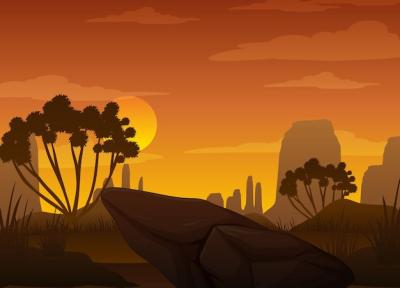 Stunning Silhouette of Savanna Forest at Sunset – Free Download