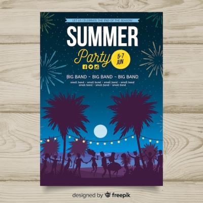Summer Party Poster Template – Free Download, Free Stock Photo