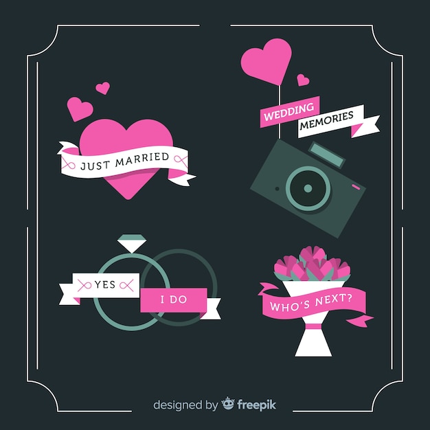 Flat Wedding Element Collection – Free Download