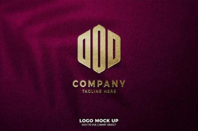 Luxury Gold Glitter Logo Mockup on Purple Paper Background – Free Download