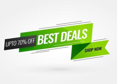 Promotional Ribbon Style Green Banner Design – Free Download