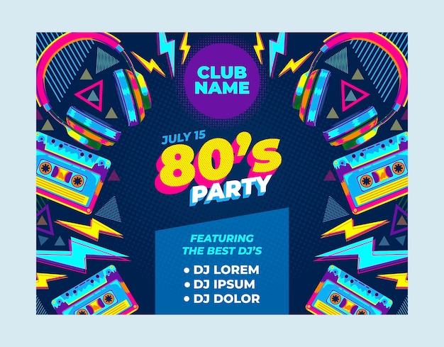 Flat Design 80s Party Photocall – Free Stock Photo for Download