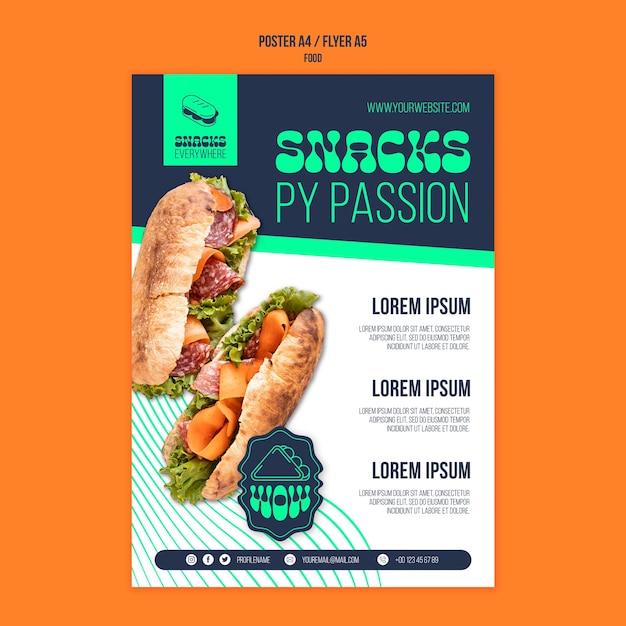 Dynamic Lines Delicious Food Poster Template – Free to Download