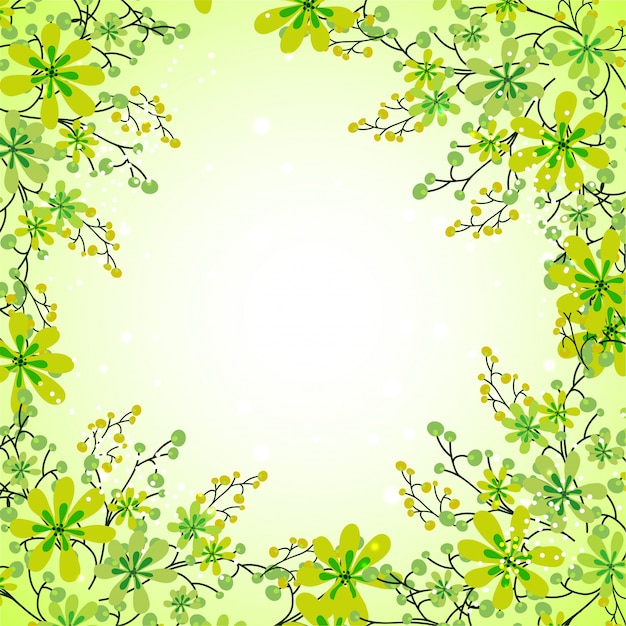 Beautiful Green Flowers Decorated Background for Nature Concept – Free Download