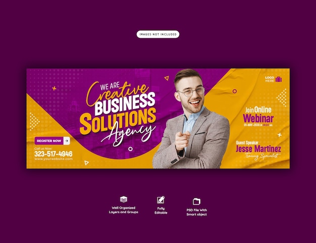 Corporate Facebook Cover Template for Digital Marketing Live Webinar – Free Download
