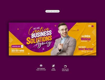 Corporate Facebook Cover Template for Digital Marketing Live Webinar – Free Download