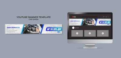Gradient Car Wash YouTube Banner – Free Download
