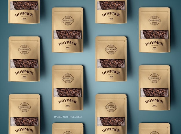 3D Rendered Mockup Template for Generic Paper Doypack with Window Hole – Free Download