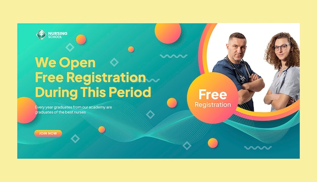 Gradient Nursery School Sale Banner Template – Free Download