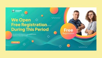 Gradient Nursery School Sale Banner Template – Free Download