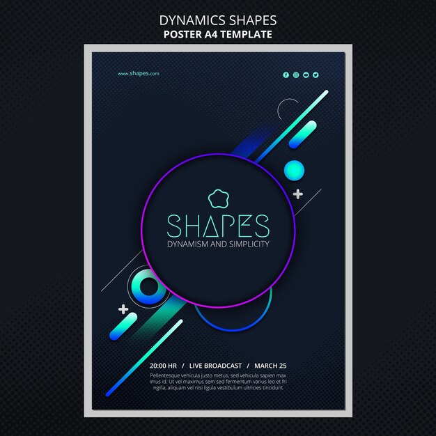 Dynamic Geometric Neon Shapes Poster Template – Free Download