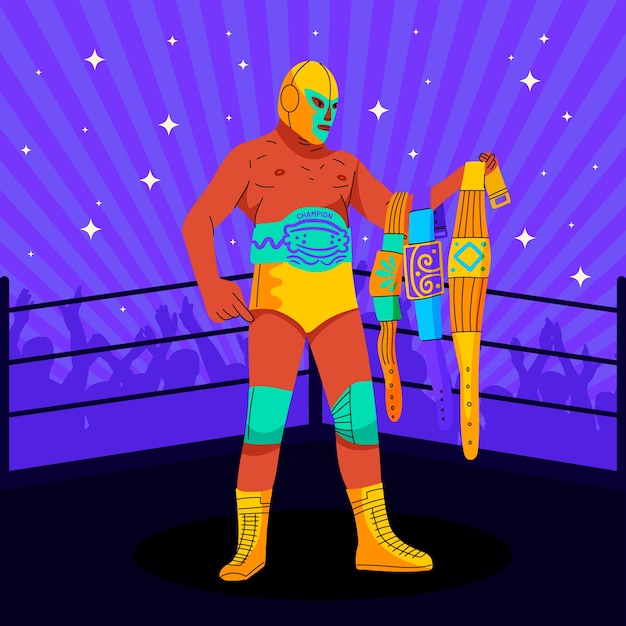 Mexican Wrestler Illustration Design – Download Free Stock Photo