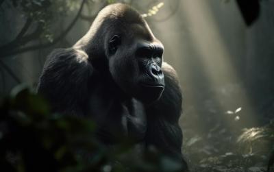 A Jungle Background Featuring a Majestic Mountain Gorilla – Free Download