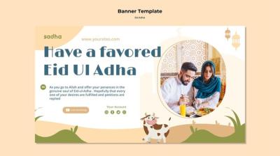 Horizontal Banner Template for Eid al-Adha Celebration – Free Download