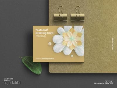 Top View Minimal Postcard Invitation Card Mockup – Free Download