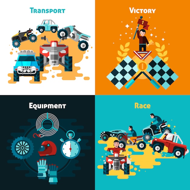 Offroad Concept Icons Set – Free Download, Download Free Stock Photo