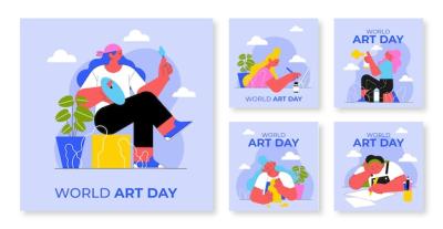 Flat World Art Day Instagram Posts Collection – Free Download
