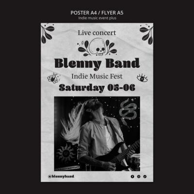 Monochrome Vertical Poster Template for Indie Music Events – Free Download