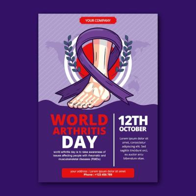 Hand Drawn World Arthritis Day Vertical Poster Template – Free to Download