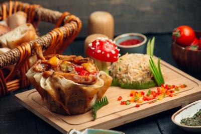 Grilled Meat and Vegetables Canape with Rice Garnish – Free Download