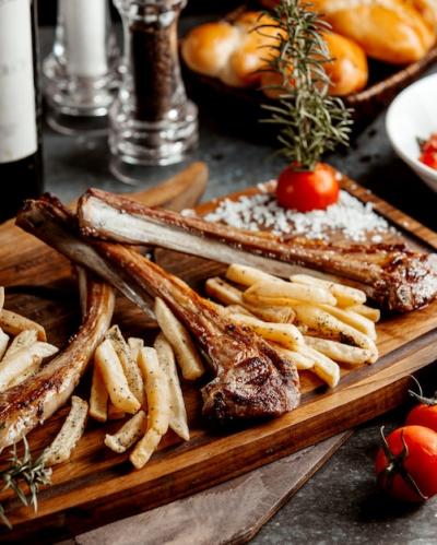 Lamb Ribs Kebab Served with French Fries – Free Stock Photo for Download